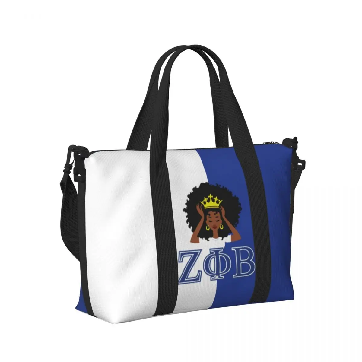 Custom Large Zeta Phi Beta Sorority Tote Bag Women ZOB Greek Letter 1920 Shopper Shoulder Beach Gym Travel Bag