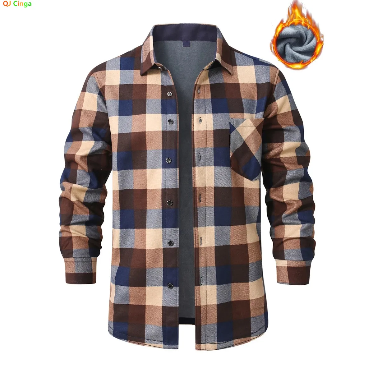 Camicia scozzese a maniche lunghe da uomo nuova invernale Camicie calde casual alla moda, taglie asiatiche L-5XL. Top a righe rosso, blu e grigio