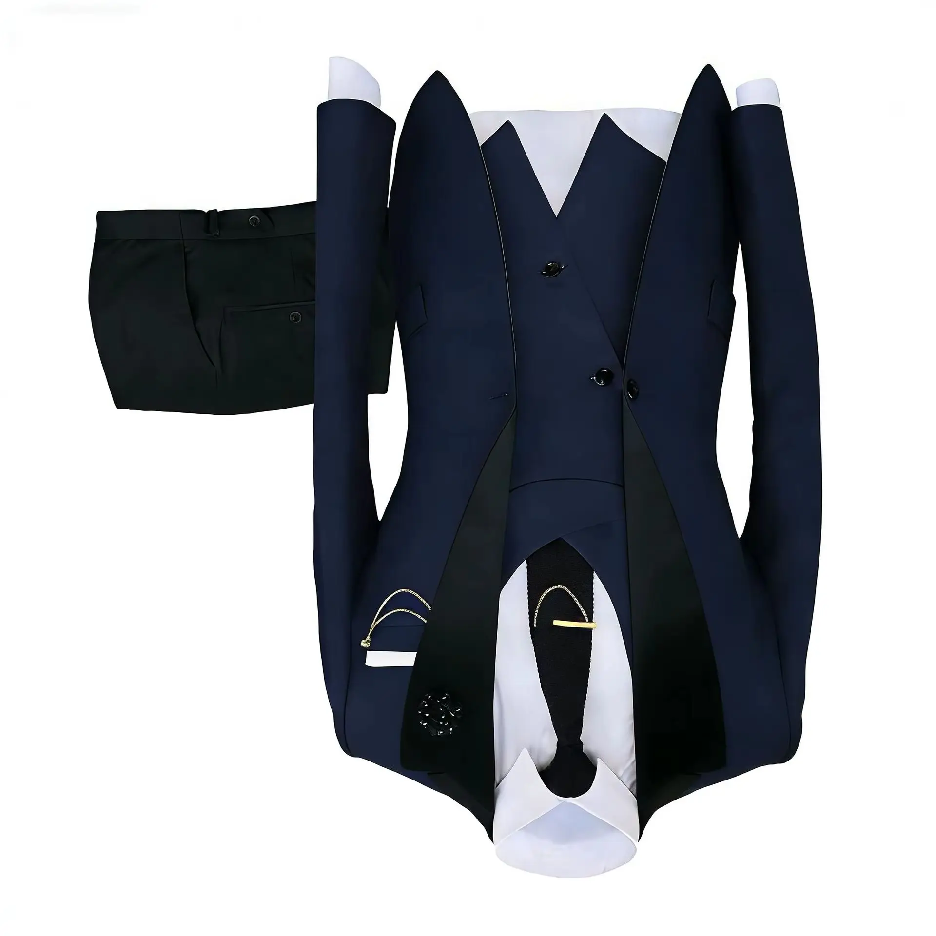 

Мужской костюм-тройка Slim Fit: пиджак, жилет и брюки из двухцветного жаккарда для жениха и свидетеля на свадьбу