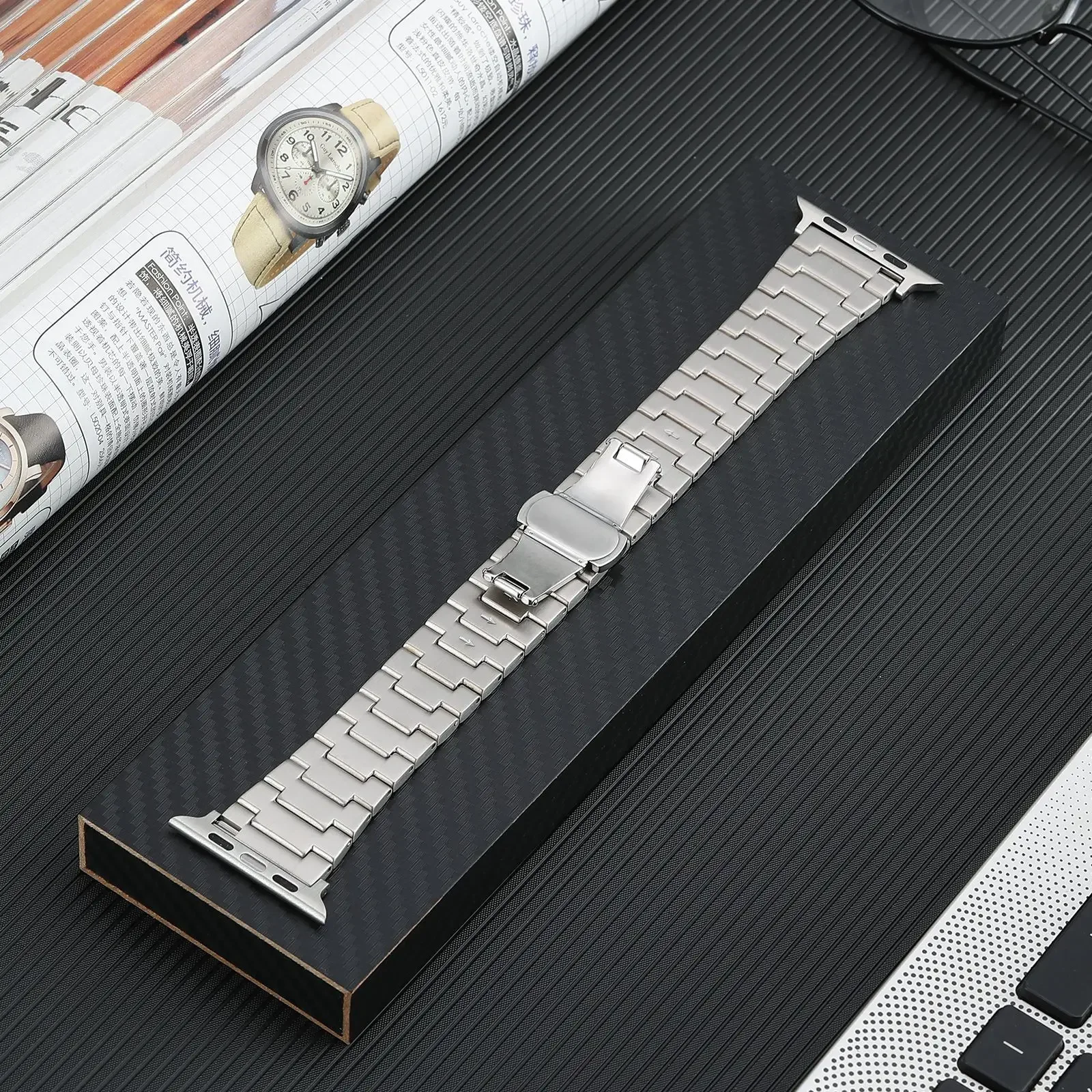 Luxury Titanium Bracelet For Apple Watch Ultra 2 49mm Series 9 41 45mm For iWatch 6 5 4 se 38mm 40 42mm 44mm Metal Business Band