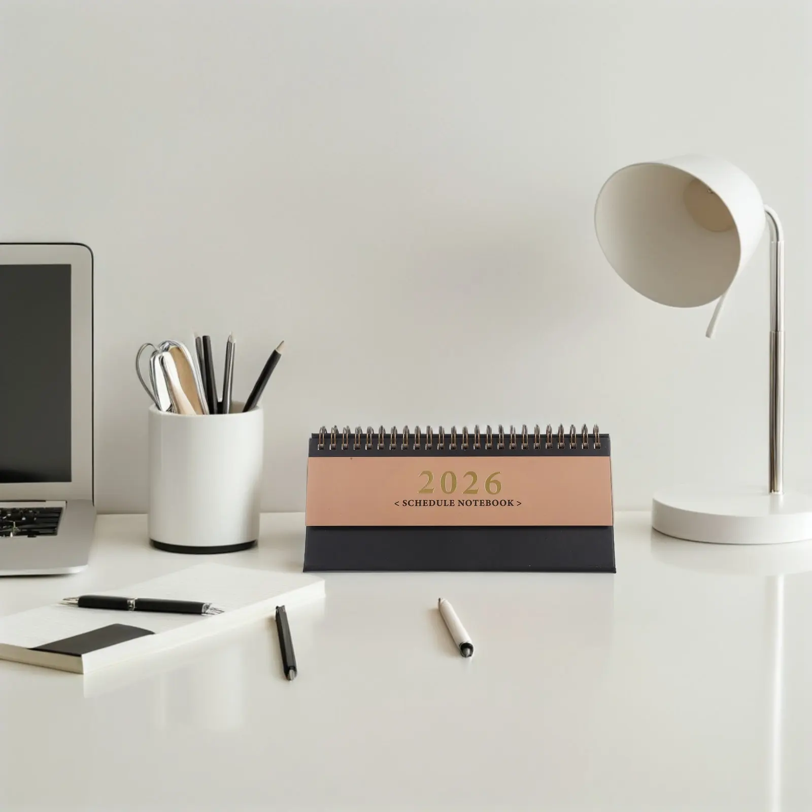 

Mini Horizontal Standing Desk Calendar 2025 10 to 2026 12 Flip Design Portable Office Desktop Planner Thick Paper