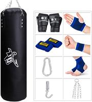 100/120cm Heavy Punching Bag Unfilled Professional Boxing Sandbag with Hanging Accessorie for MMA Muay Thai Kickboxing Taekwondo