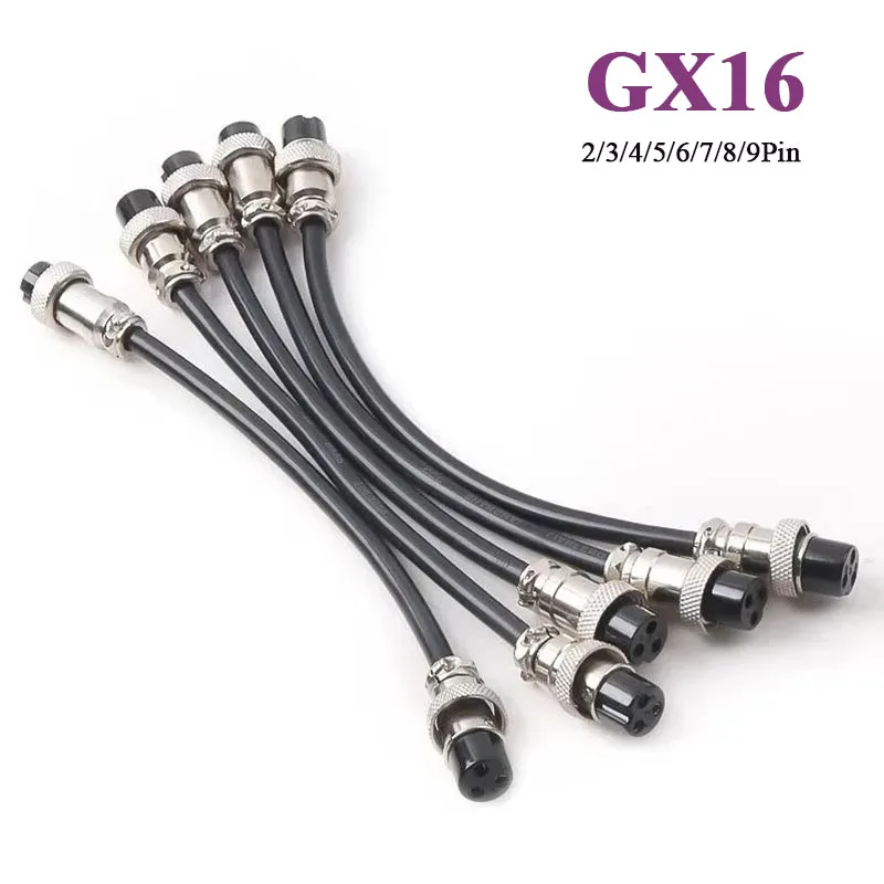 GX16 2/3/4/5/6/7/8/9Pin Aviation Plug Socket Female to Female Connector with 50cm~3M Line 250V 4~7A  Abutment Aviation Joint 1pc