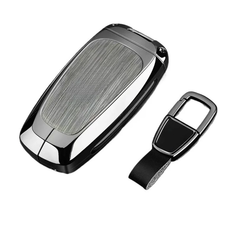 Zinc Alloy Key Fob Cover for 2026 Ford Edge L/Mondeo/Escape/EVOS/Explorer/Focus, Heavy Duty Metal KeyCase Shell with Keychain