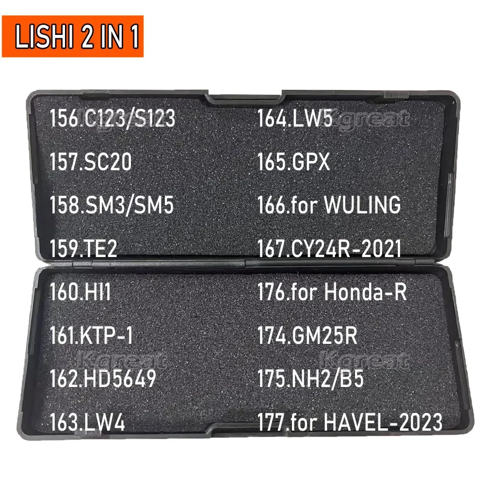 

Lishi Tool 2 in 1 C123/S123 SC20 SM3/SM5 TE2 HI1 KTP-1 HD5649 LW4 LW5 GPX for WULING Honda-r HAVEL-2023 CY24R-2021 GM25R NH2/B5