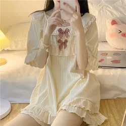 Female Spring Summer Long Short Sleeved Pajamas Loungewear Set Student Loungewear Palace Princess Style Sweet and Cute Loungewea