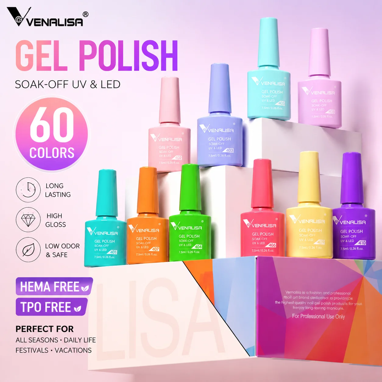 VENALISA 60 Color Gel Nail Pol - Nail Art One Piece 评论和价格