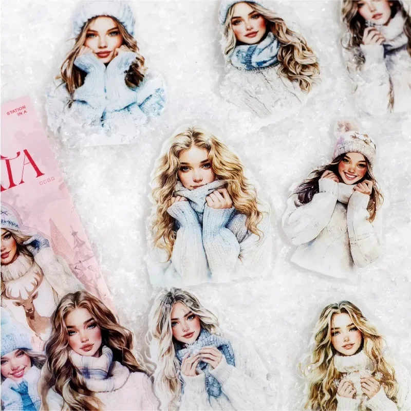 30Pcs Stickers Winter Love Song Girls Elements Handbook Decorative Materials Package Writing Supplies Scrapbook cut 165*97mm