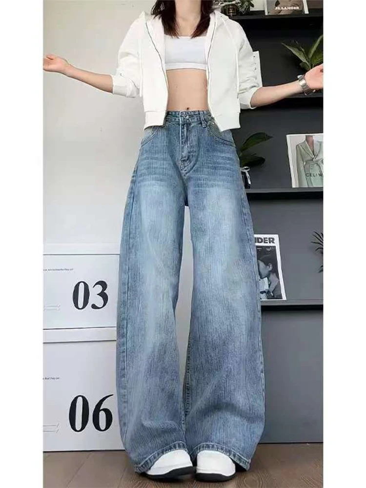 

Blue Bamboo Bud Pattern Flared Denim Jeans Men's Autumn Trendy Slim Straight Leg Pants Cleanfit Wide Leg Pants