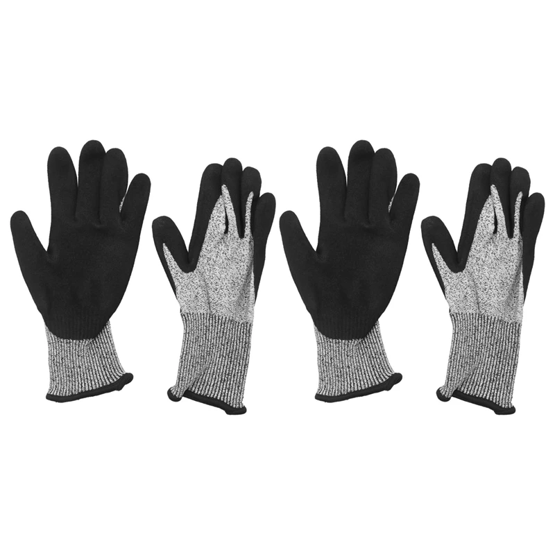 Guantes resistentes a los cortes Nivel 5, ajuste elástico cómodo 3D, espuma de nitrilo duradera Power Grip, paso Fda contacto con alimentos, 2 pares (M)