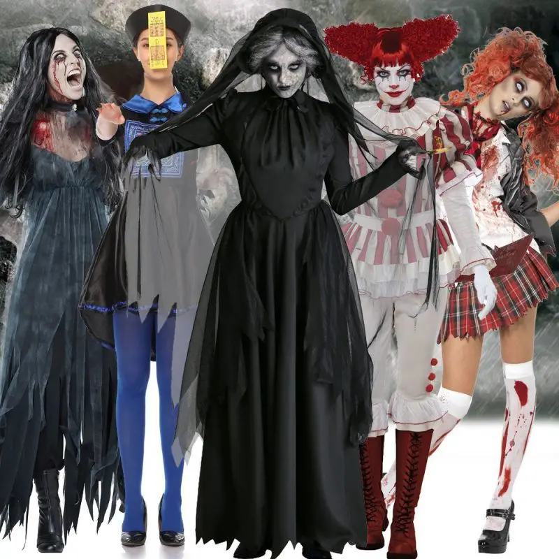 

Adult Halloween Zombie Costume Bloodthirsty Bride Doctor Nurse Clown Men Women's Clothing Terroristic Festival Outfit
