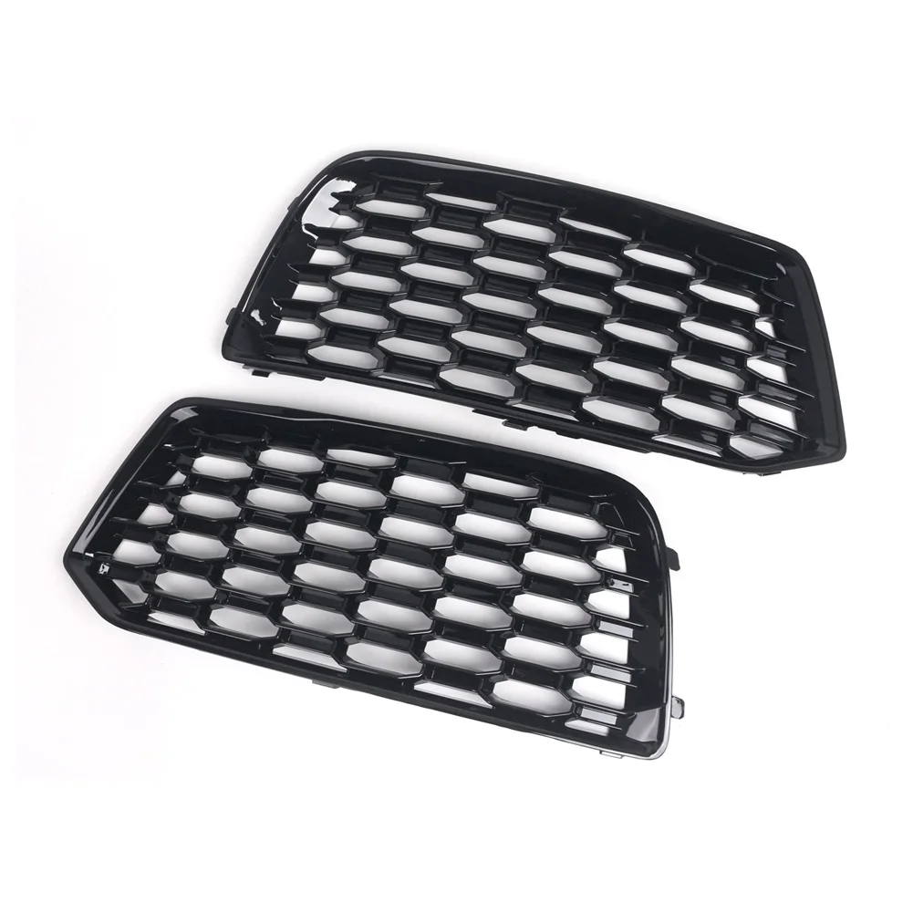 

1 Pair Car Front Bumper Lower Grille Grill Fog Lamp Frame Bezel Insert Honeycomb Through-hole Compatible for Q5 2018 2019 2020