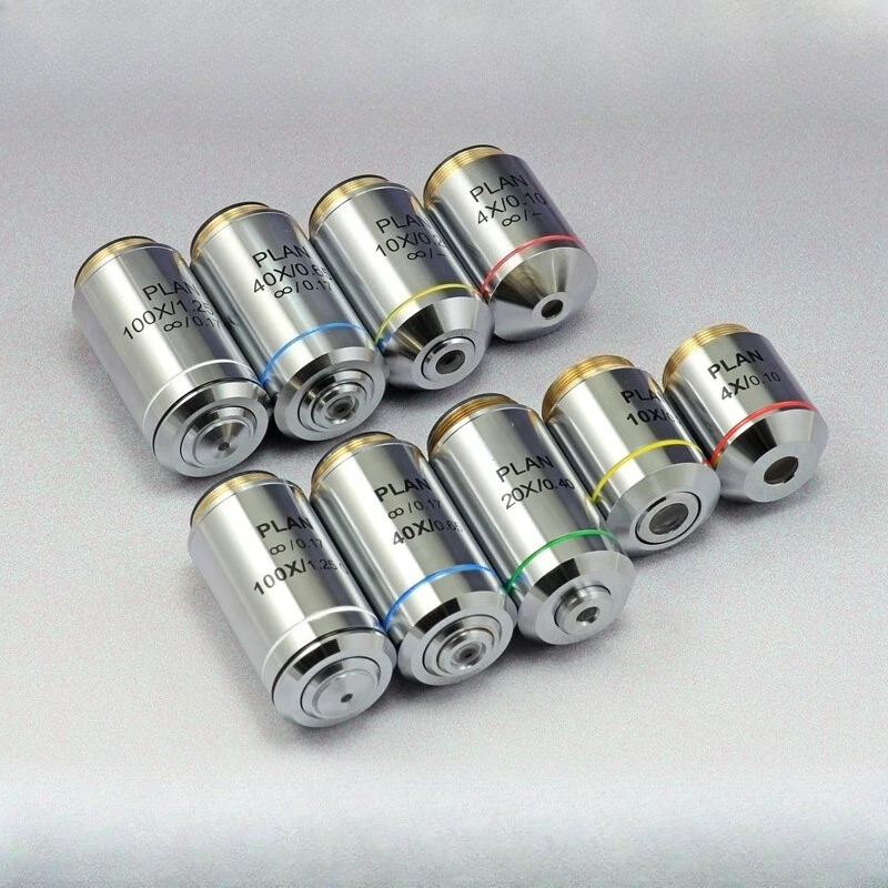1PCS Biological Microscope Objective 4X 10X 20X 40X 60x 100X Infinity Plan Objective Lens Achromatic