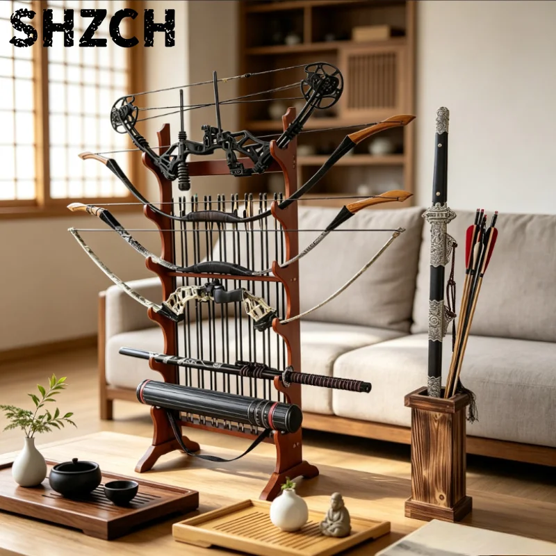 Home Archery Display Stands MultiTier Floor Standing Rack for Steel Arrows & Instrument Antique Armor Fishing Rod Storage Shelf