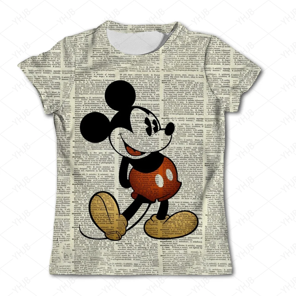 Camiseta de Disney para niños y niñas, ropa de calle de manga corta, Minnie, Mickey Mouse, navidad