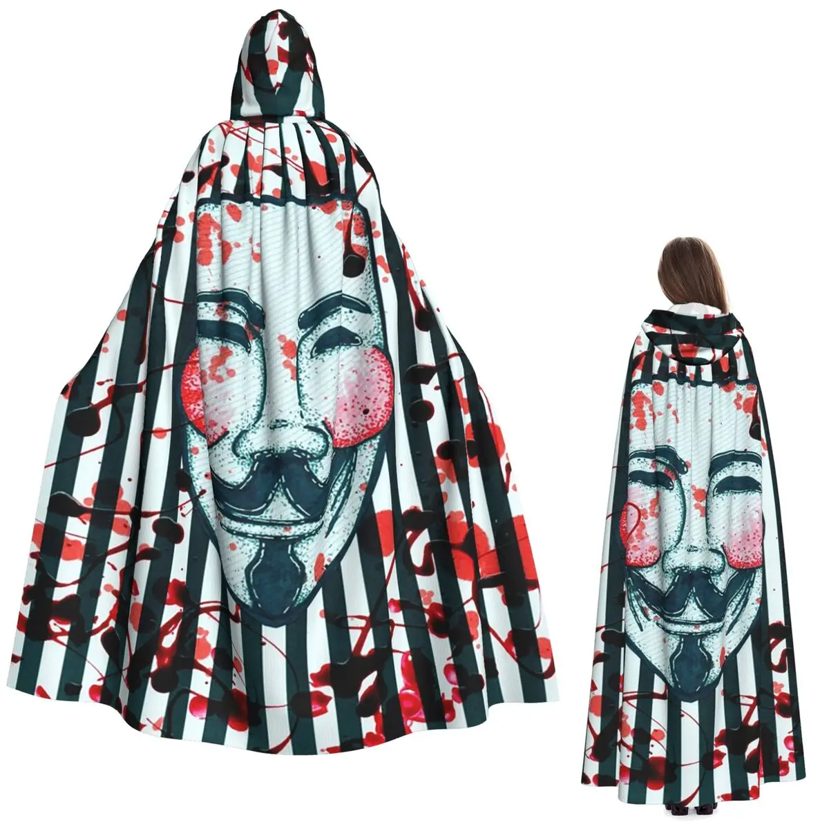 Маска Гая Фокса, анонимный длинный плащ с капюшоном, средневековый костюм ведьмы, накидка для косплея, пальто на Хэллоуин для взрослых, унисекс