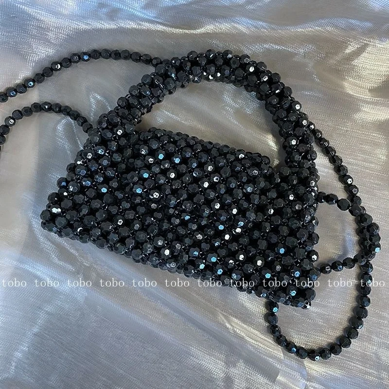 Small Bead Bag Designer Crossbody Bags Clear Acrylic Crystal Pearl Beaded Box Totes Green Customized Women Woven Purse 2023