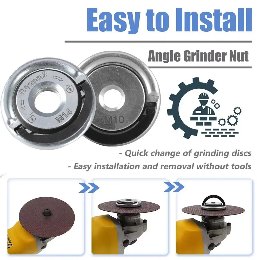 Universal Self-Locking Pressionando Placa Grinder, Quick Release Flange, Power Angle Tools, M14 Nut, M1Thread Pressão Placa Grinder