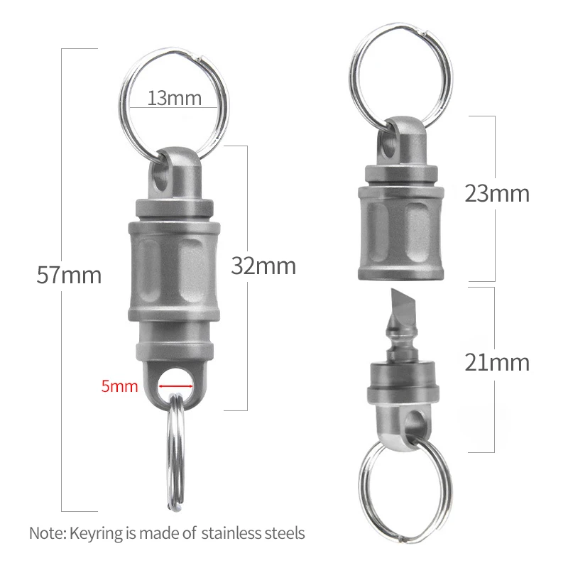 EDC Titanium Alloy 360° Rotatable Quick Release Keychain Carabiner Clip Keyring Car Key Holder Package Knife Box Cutter for Gift