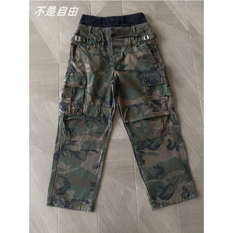 

Fake Three Pieces Waist Design Project G/R Camouflage Cargo Pants Japan Men Women High Quality Splice Casual Work Wear Trousers