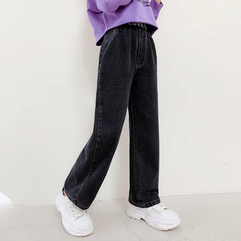 Spring Autumn Teen Girls Denim Pants Children Trousers 2024 New Fashion Letter Girls Jeans 5 6 8 10 12 13 14 Years Kids Clothes