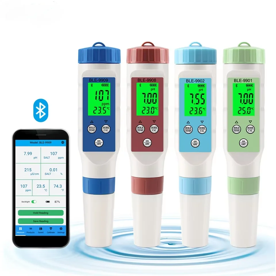 Интеллектуальный измеритель HEDAO BLE-9909 (pH/EC/TDS/соленость/температура) с Bluetooth и управлением через приложение для гидропоники, аквариумов и бассейнов