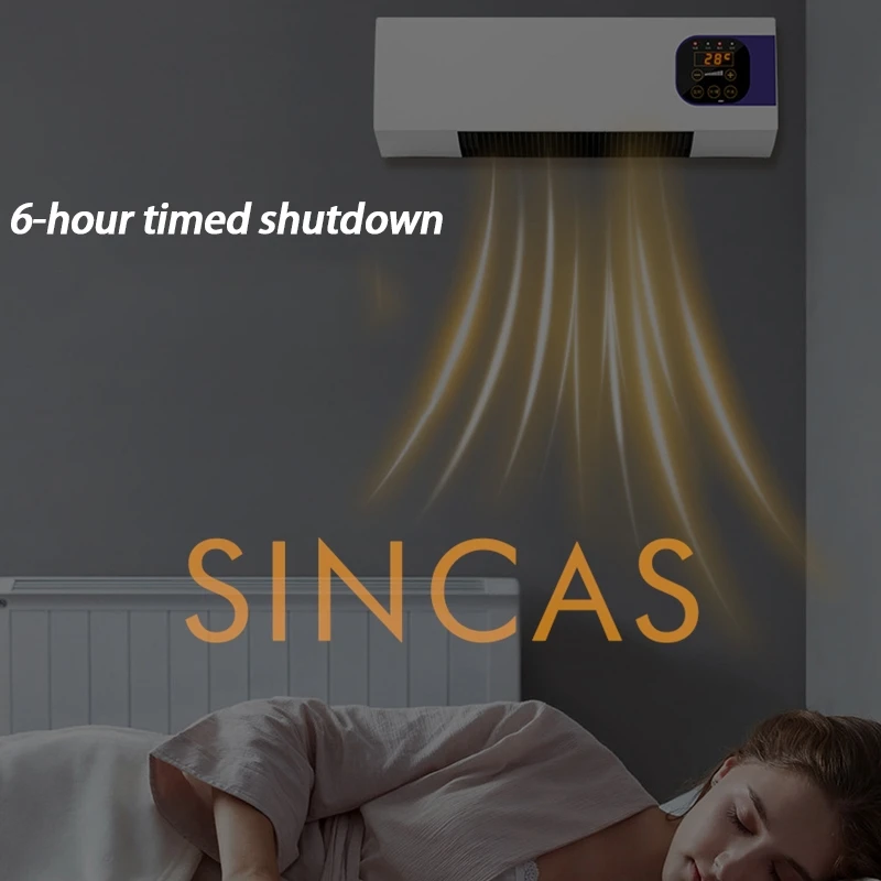 Настенный бытовой интеллектуальный обогреватель с дистанционным управлением, зимний и летний обогреватель двойного назначения, электрический обогреватель с цифровым дисплеем