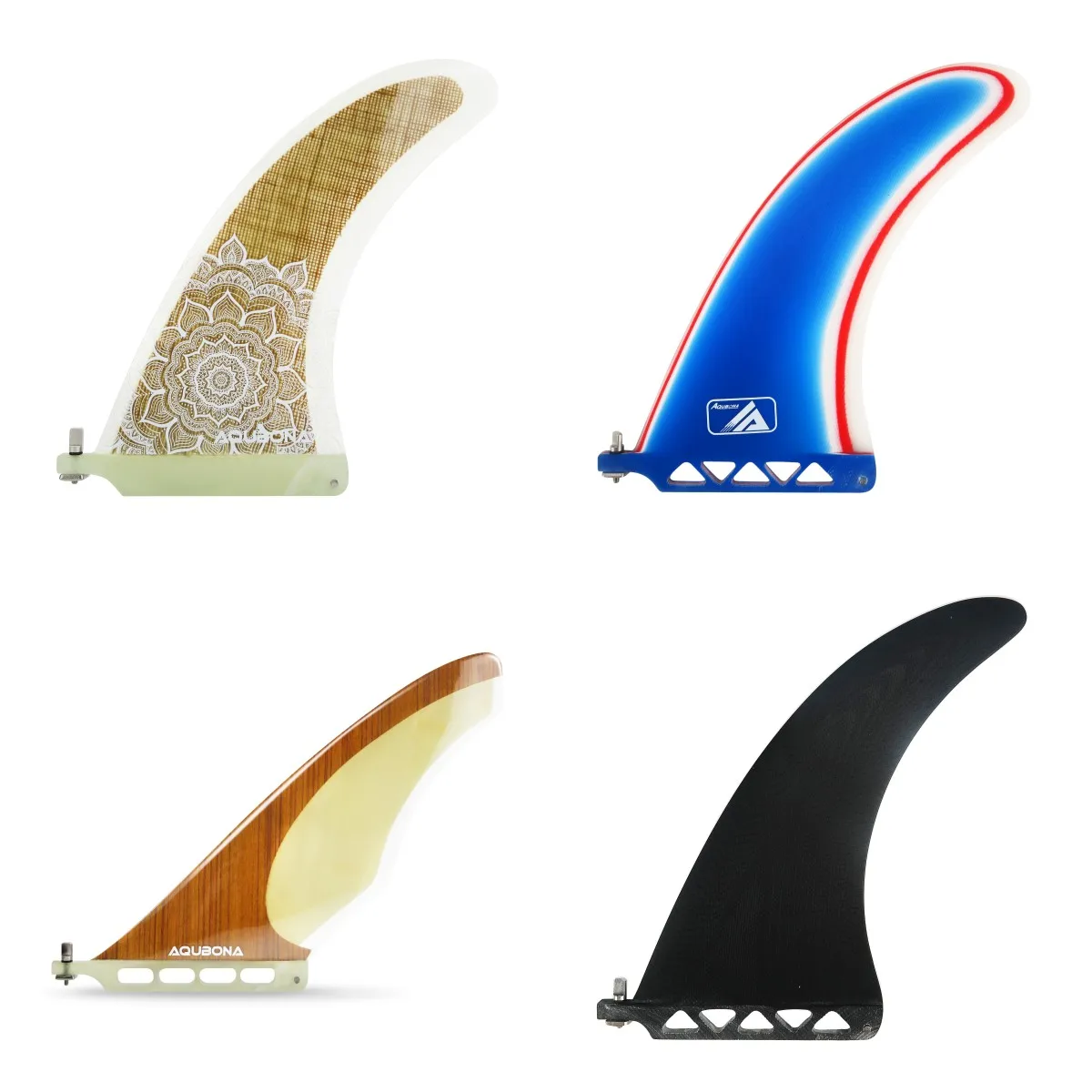 9" Premium Fiberglass Surf & SUP Fin - Free No Tool Fin Screw - 9 Inch Center Fin for Longboard, Surfboard & Paddleboard
