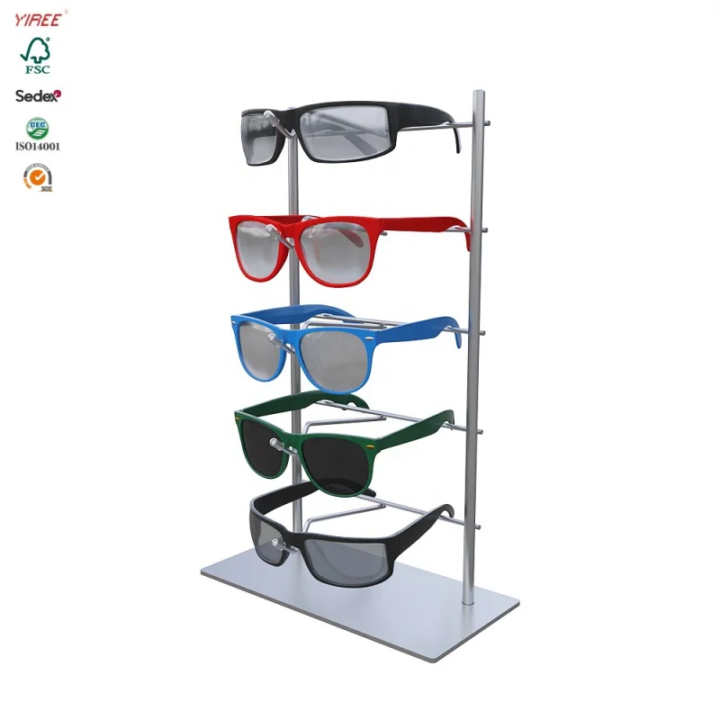 

Custom. hot sale top logo yiree eyeglasses factory shop iron 5 pairs lens optical frame displays stand