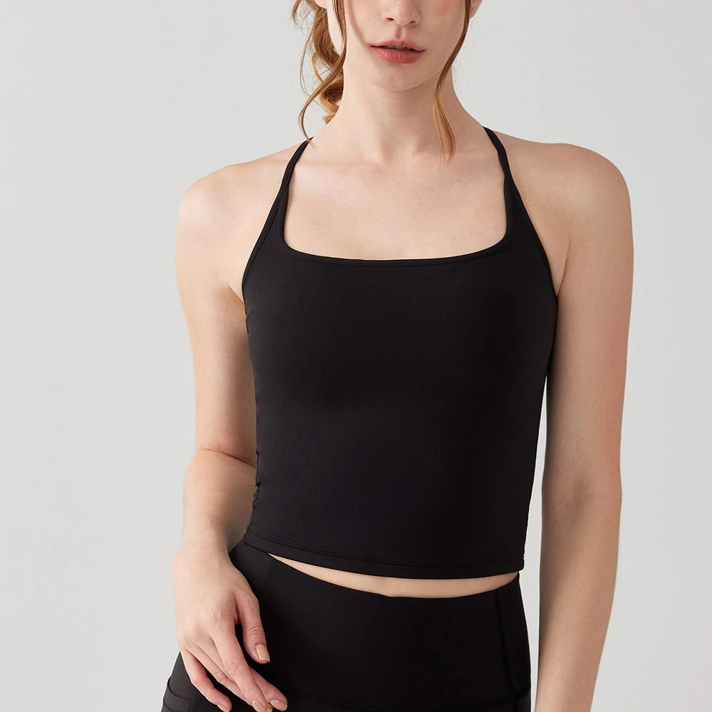 

MIML Womens Sportswear Yoga Tops Ladies Sports Bra Tank Top with Chest Pad Running Fitness Strap Vest for Women