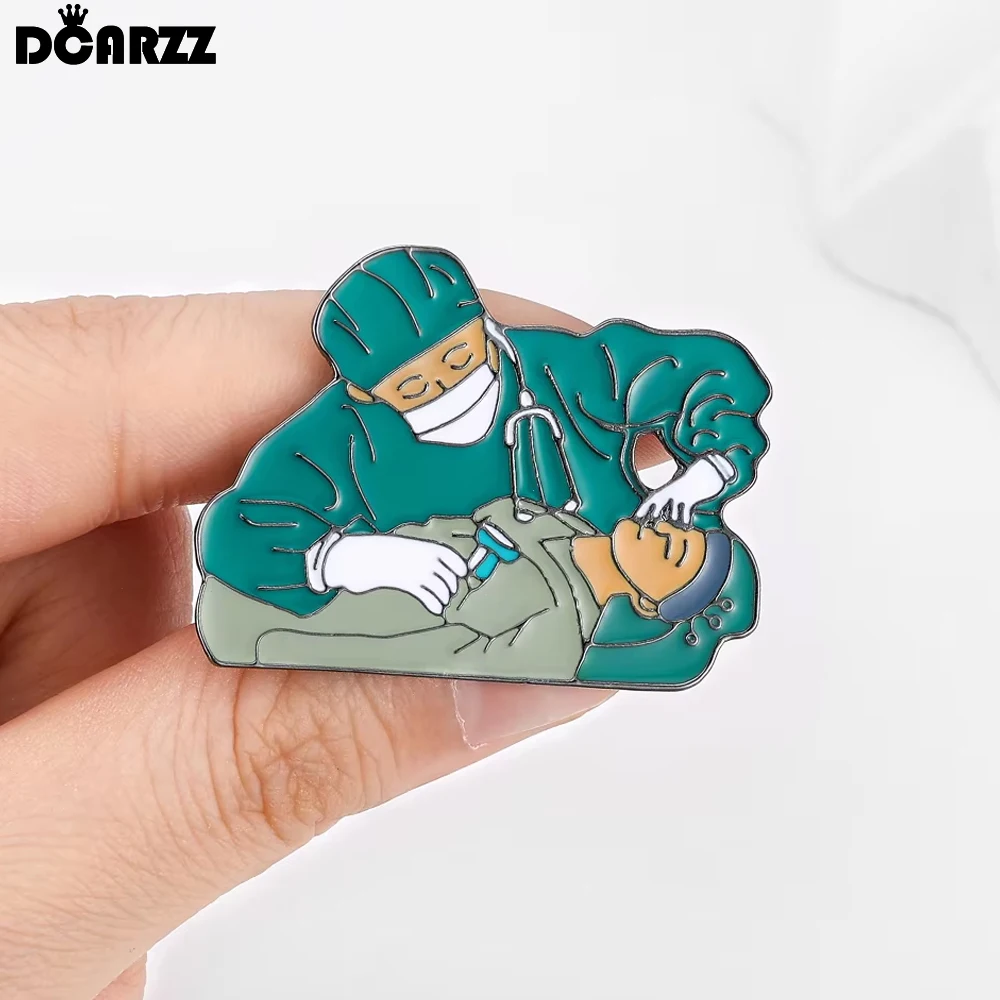 DCARZZ Cartoon Doctor and Patient Enamel Pin Creative Medical Backpack Lapel Badge for Surgeon Nurse Medicine Jewelry Gift