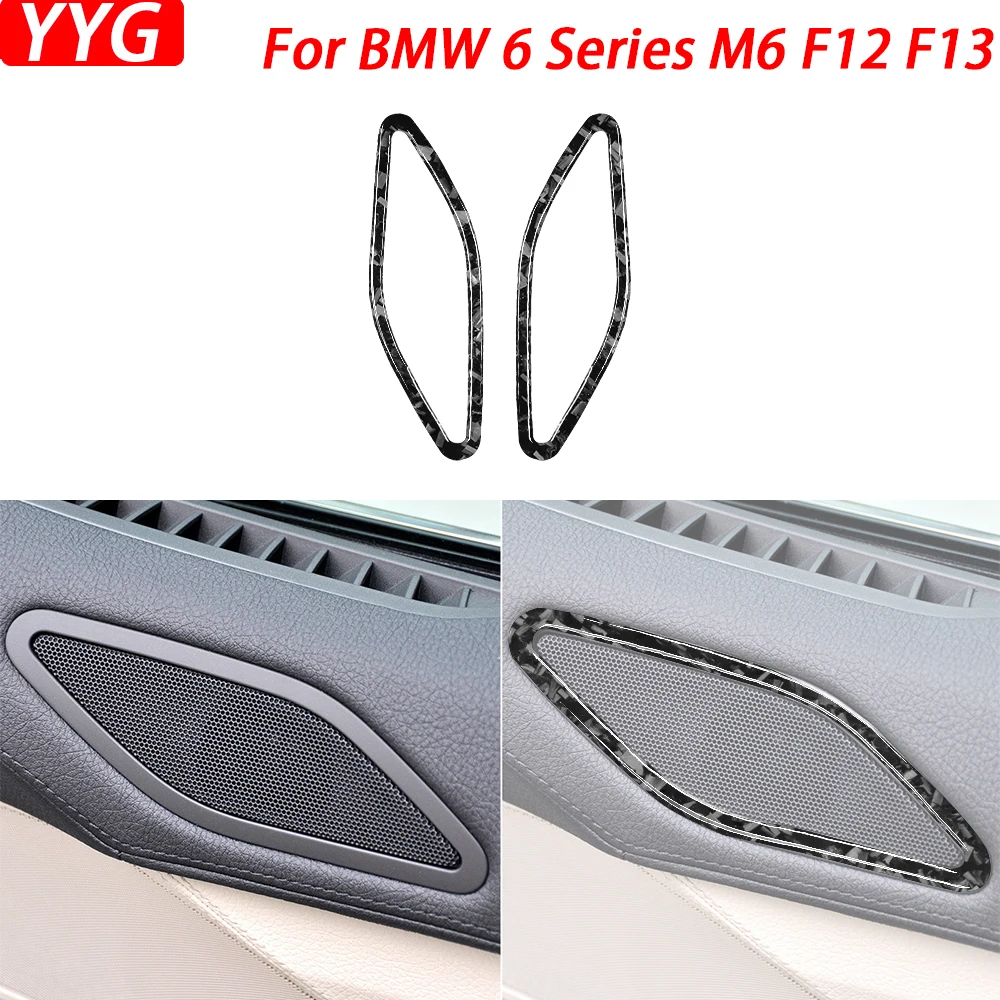 

For BMW 6 Series M6 F12 F13 F06 2011-2018 M Sport Forged Carbon Fiber Door Speaker Ring Panel Trim Cover Car Accessories Sticker