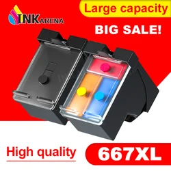 Cartucho recarregável para impressora HP Deskjet Plus, 667XL, 6075, 6475, 6476, 1275, 2374, 2375, 2376, 2775, 2776