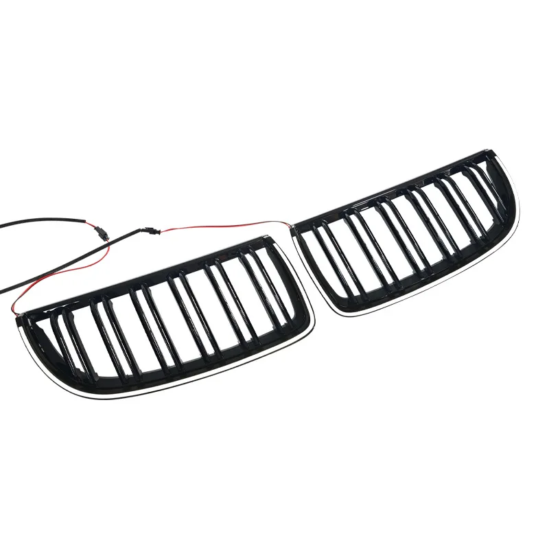 Illuminated LED Glossy Black Front Grille (Dual-Line Style for For BMW E90 3-Series 4-Doors 320i 325i 2005-2008 Racing Grills