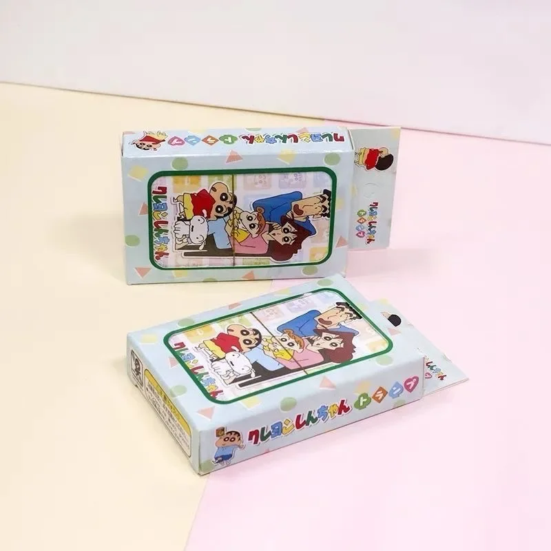Bandai 54pcs/set 2024 New Anime Crayon Shin-chan Figure Kawaii LOMO Card Photo Pattern Poker Game Playing Cards Toys Gifts
