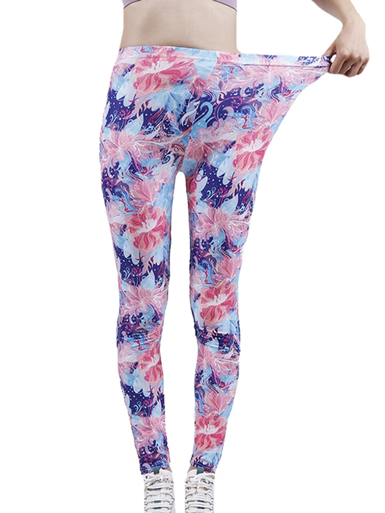 CHSDCSI Hot Summer Fitness Legging New Women Push Up Leggins Floral Printed Elastic High Waist Pants Drop Shipping