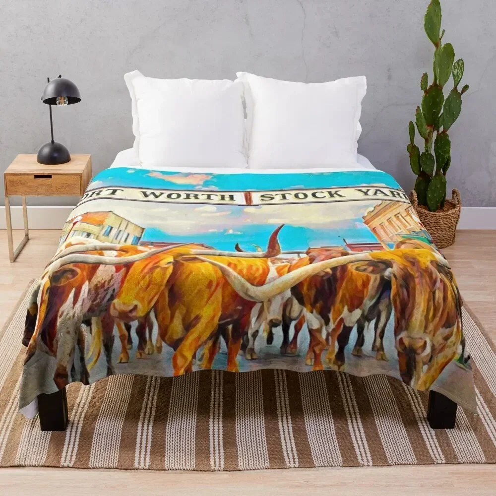 

Fort Worth, Texas Throw Blanket Cozy Light Blanket for Travel Camping Picnic