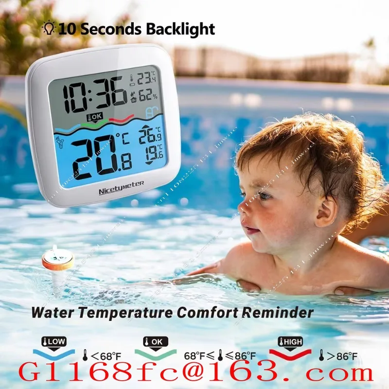 TX15N Wireless Swimming Pool Thermometer IPX7 Waterproof 3-Channel Digital Remote Temperature Humidifier