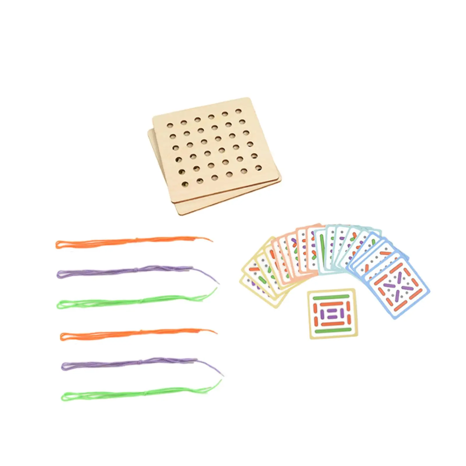 Wooden Threading Toy Pattern Threading Rope Game for Children 1 2 3 4 5 6