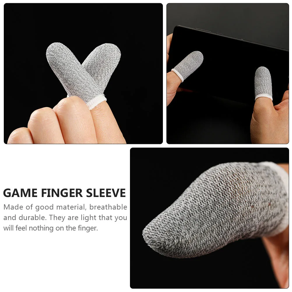

6Pcs Breathable Sweat-Resistant Finger Covers Elastic Anti-Sweat Finger Sleeves Mobile Game Tool Silver Fiber Screen Touch