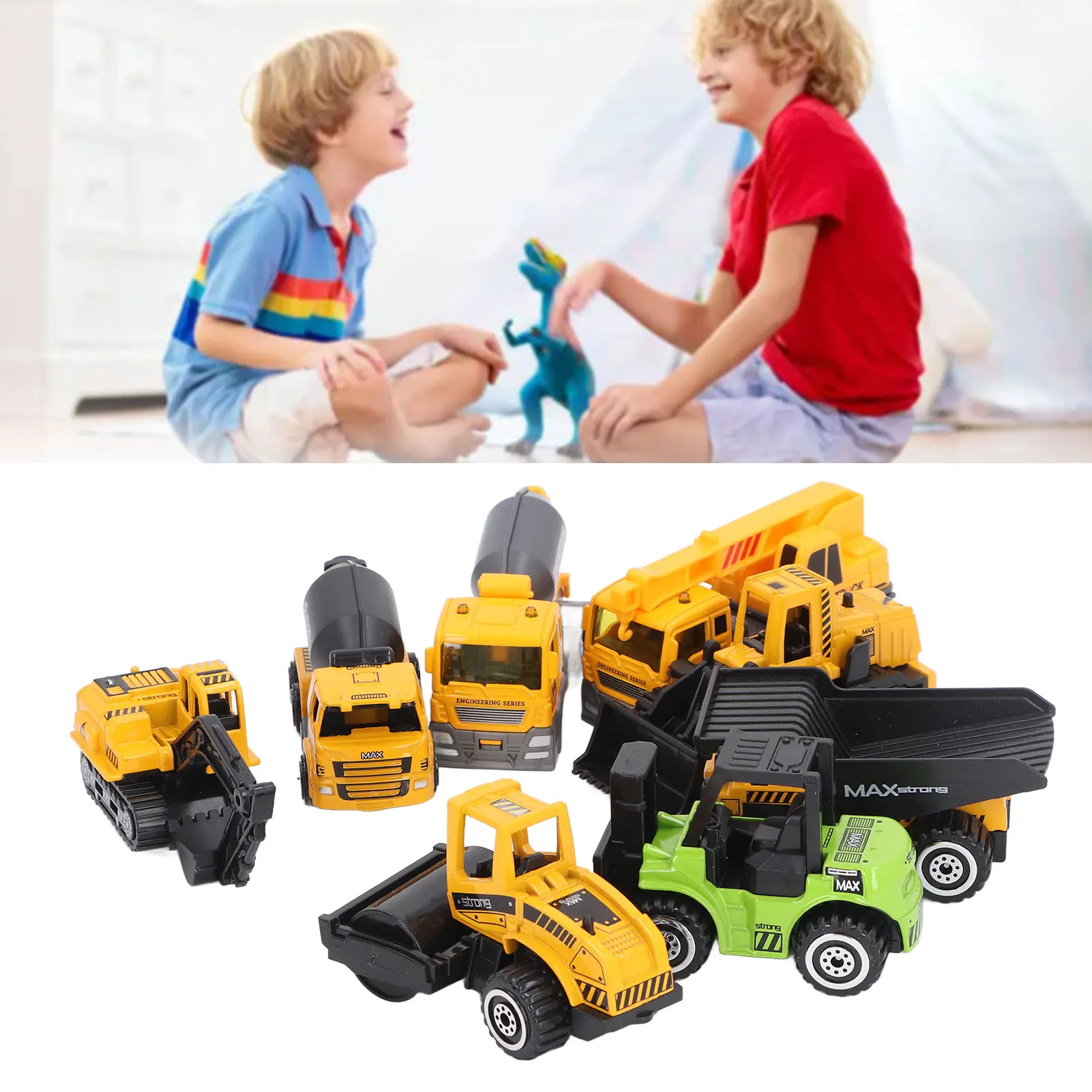 ZK20 8 Stuks 1:60 Schaal Bouw Vrachtwagens Speelgoed Set Levensechte Plastic Legering Trek Auto Model Educatief Interactief Auto Speelgoed