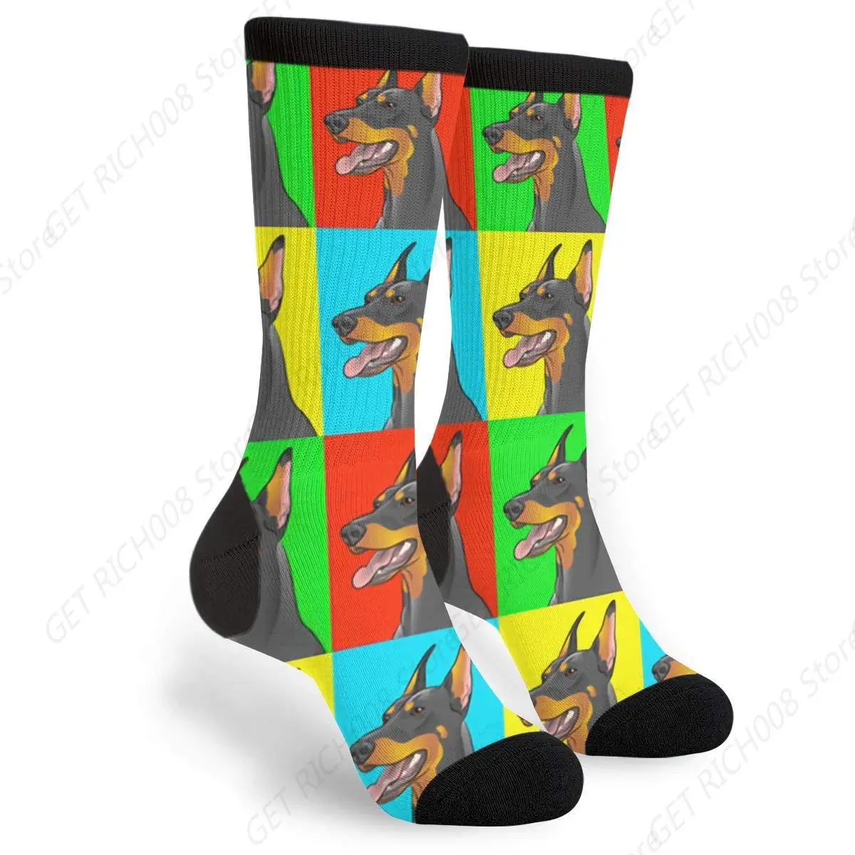 Doberman Pinscher Dogs Unisex Novelty Crew Socks Casual Funny Crazy Dress Socks Gift