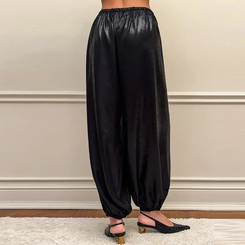 

Summer New Temperament Pocket Trousers Lady Casual Solid Color Loose Women's Bloomers High Waist Simple Commute Straight Pants