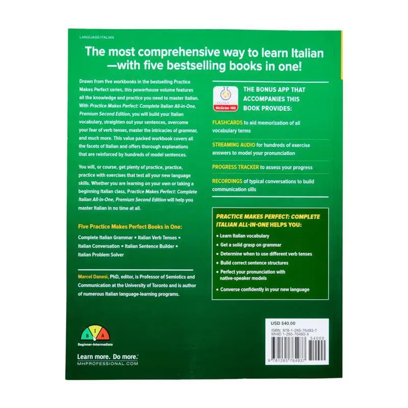 PRACTICE MAKES PERFECT COMPLETE ITALIAN ALLINONE PREMIUM SECOND EDITION DANESI McGrawHill 9781265764937 Book