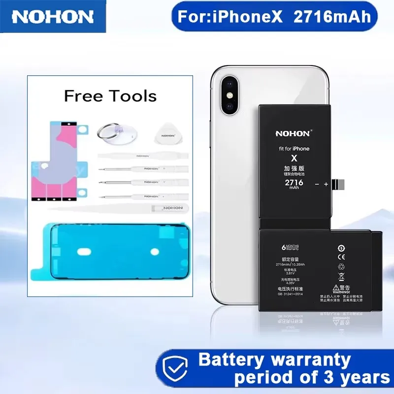 NOHON Phone Battery For iPhone 12mini 13 X 14Promax 12PRO For Samsung Note9 A52 S5 For REDMI K60 K50 9A Note11T Pro BM50 Battery