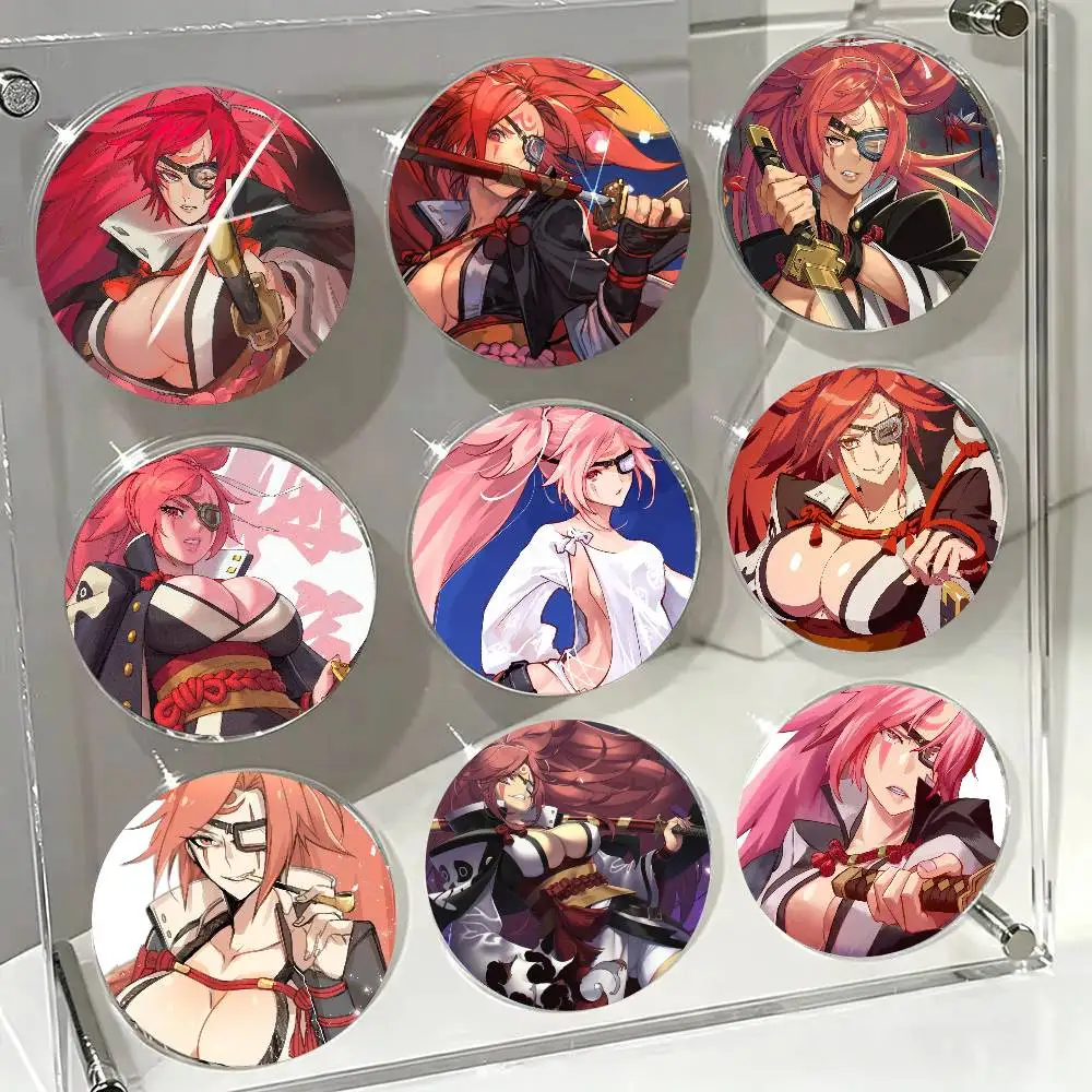 Baiken Fighting Game G-Guilty Gear Badge Tinplate Meme Round Brooch For Hat Bag Creative Lapel Jewelry Accessories Gifts