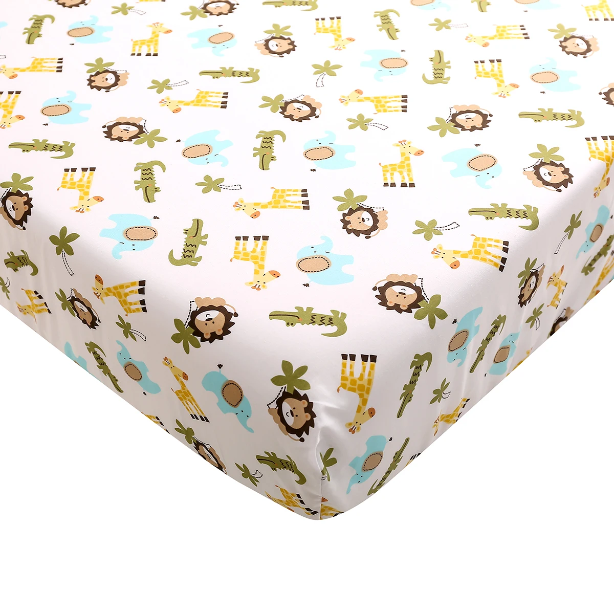 3Pcs Cotton Neutral Baby Boy Nursery Crib Bedding Set safari Infant Nursery Room  (Baby Comforter Fitted Sheet Crib Skirt)