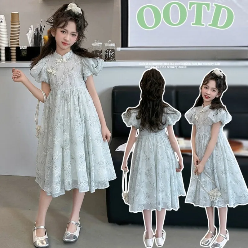 

Baby Kids Chiffon Dresses for Girls Outfits Pink Flower Dress Summer Short Sleeve Children Princess Costumes