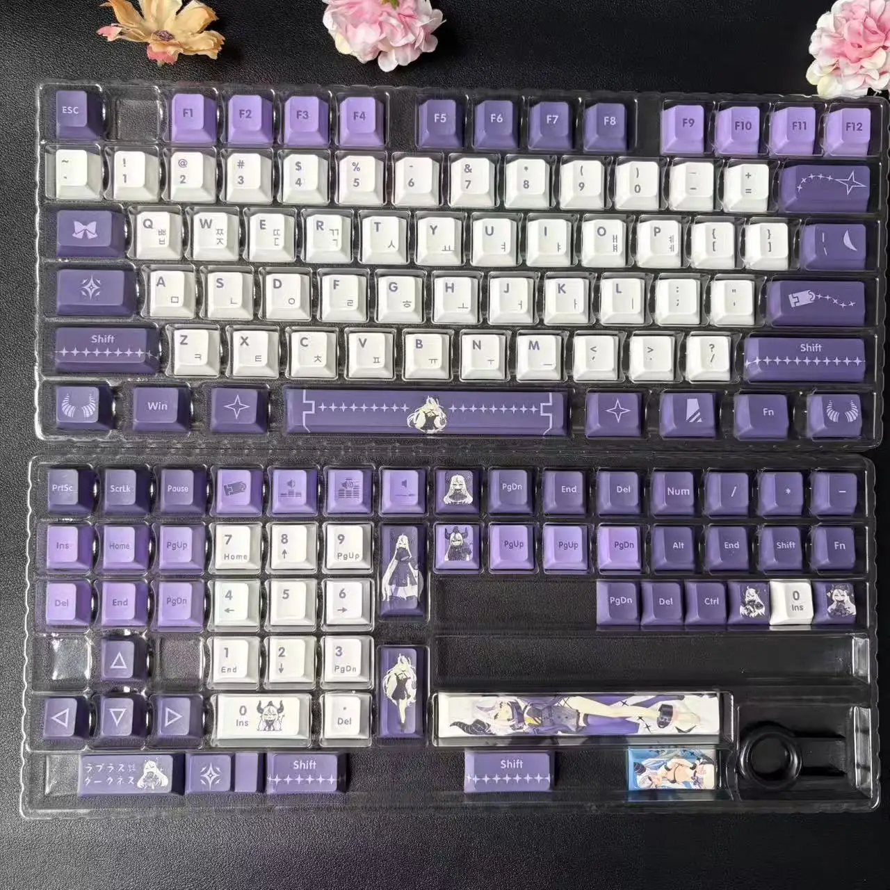La+ Darknesss Keycaps Hololive Vtuber Key Cover PBT DYE Sublimation Cherry MX Cross Axis Switch Keycap for Mechanical Keyboard