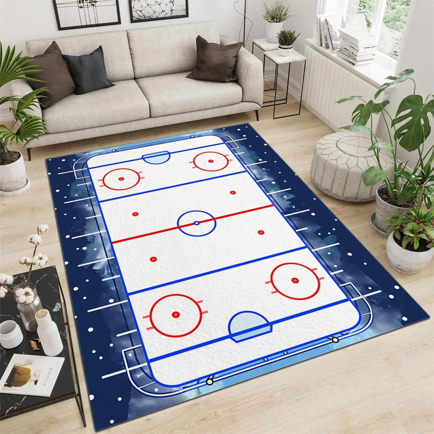 

Хоккейный ковер Rink Simple Lines, нескользящий напольный ковер для гостиной, спальни, офиса, детской комнаты